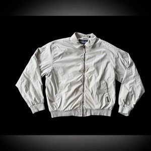 Members Only Mens L Beige Bomber Jacket Full Zip Casual Classic EUC